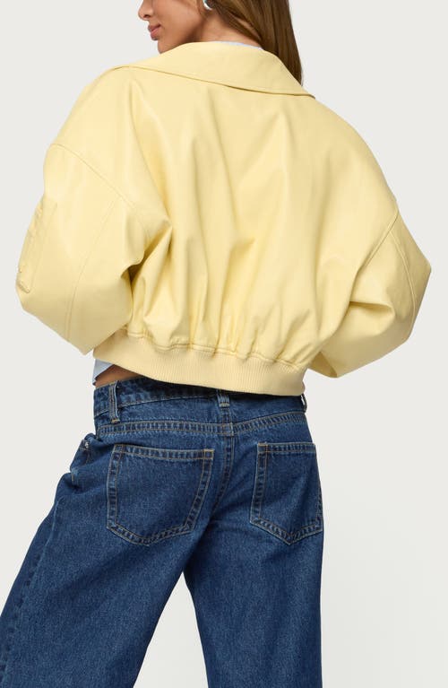 Edikted Zayna Faux Leather Bomber Jacket In Yellow