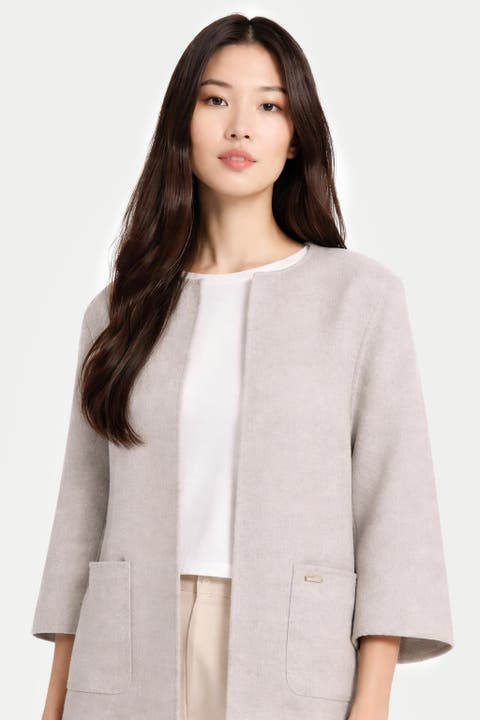 Patch Pocket Cashmere Poncho Jacket