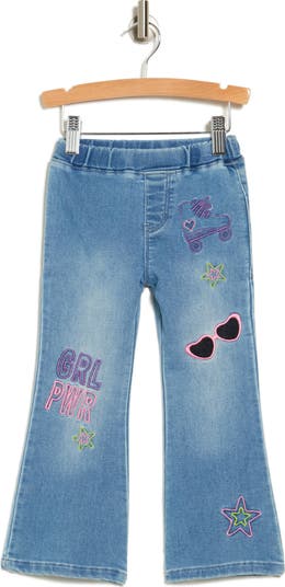 Jeans Noir Flapdoodles Pour Filles - Broderie Guitare - Taille 7 - Occasion Très Bon état