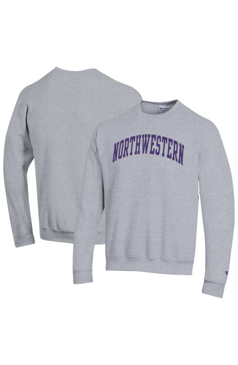 Champion Men's Champion Heather Gray Northwestern Wildcats Basic Arch Fleece Pullover Sweatshirt, Alternate, color, Heather Gray