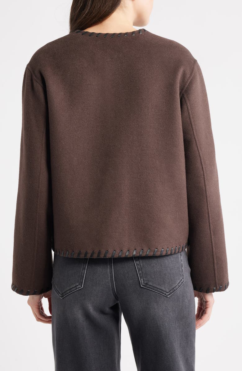 Rails Melanie Leather Whipstitch Wool Blend Jacket, Alternate, color, Dark Brown