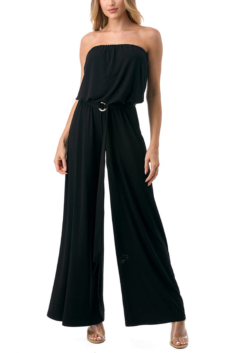 Strapless Wide Leg Jumpsuit, Alternate, color, BLACK