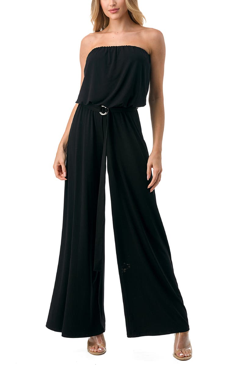 O.L. Strapless Wide Leg Jumpsuit, Alternate, color, Black