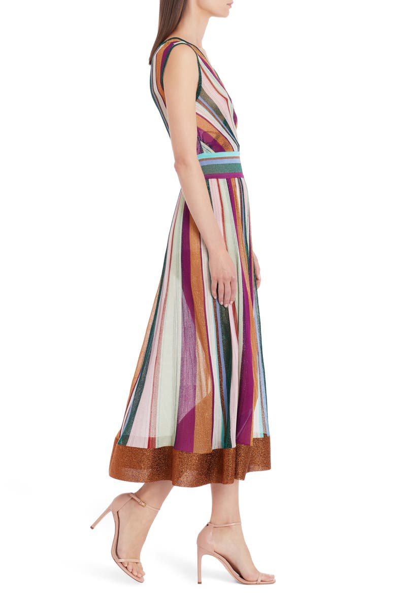 Missoni Metallic Stripe Faux Wrap Midi Sweater Dress, Alternate, color,