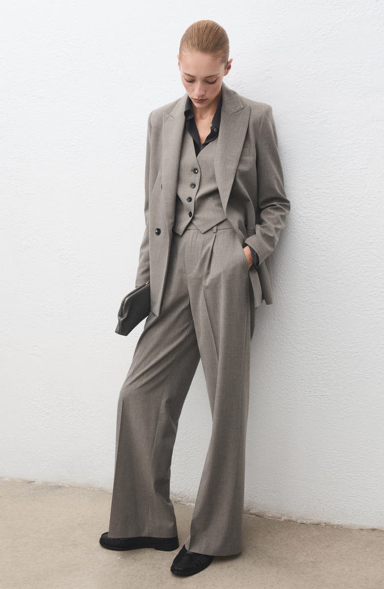 MANGO Double Breasted Blazer, Alternate, color, Grey