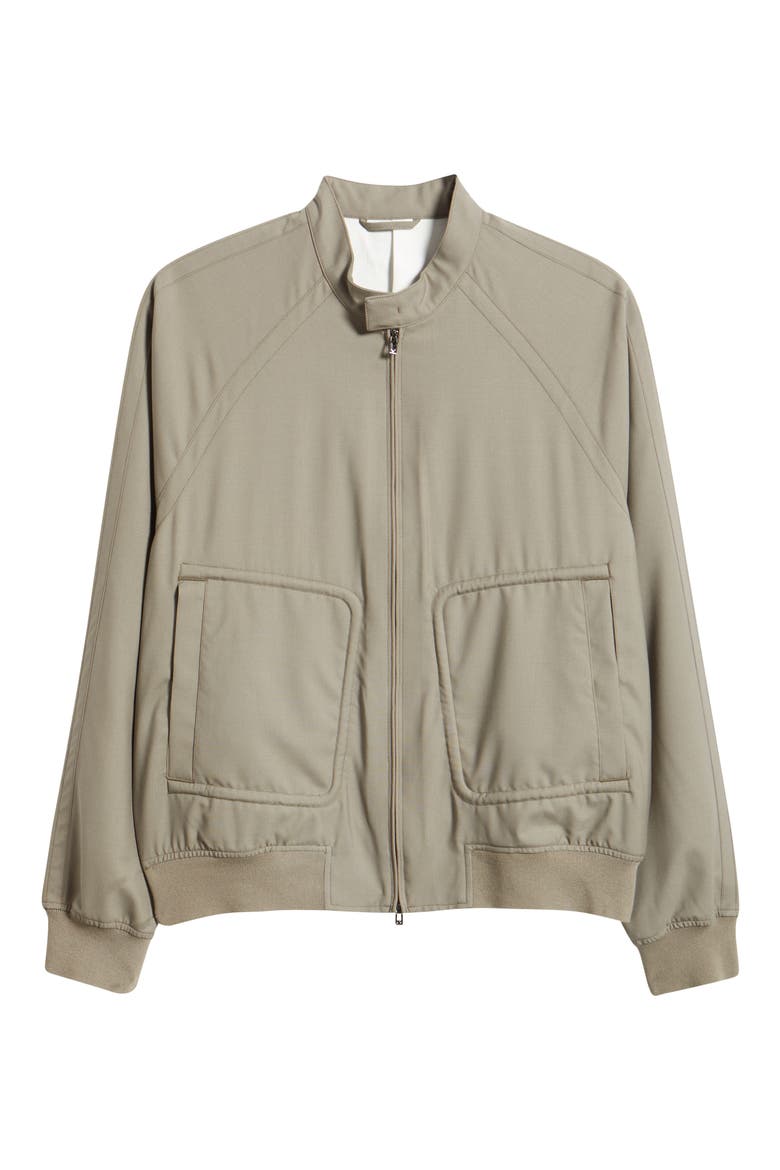 Virgin Wool Zip Bomber Jacket, Alternate, color, GREY