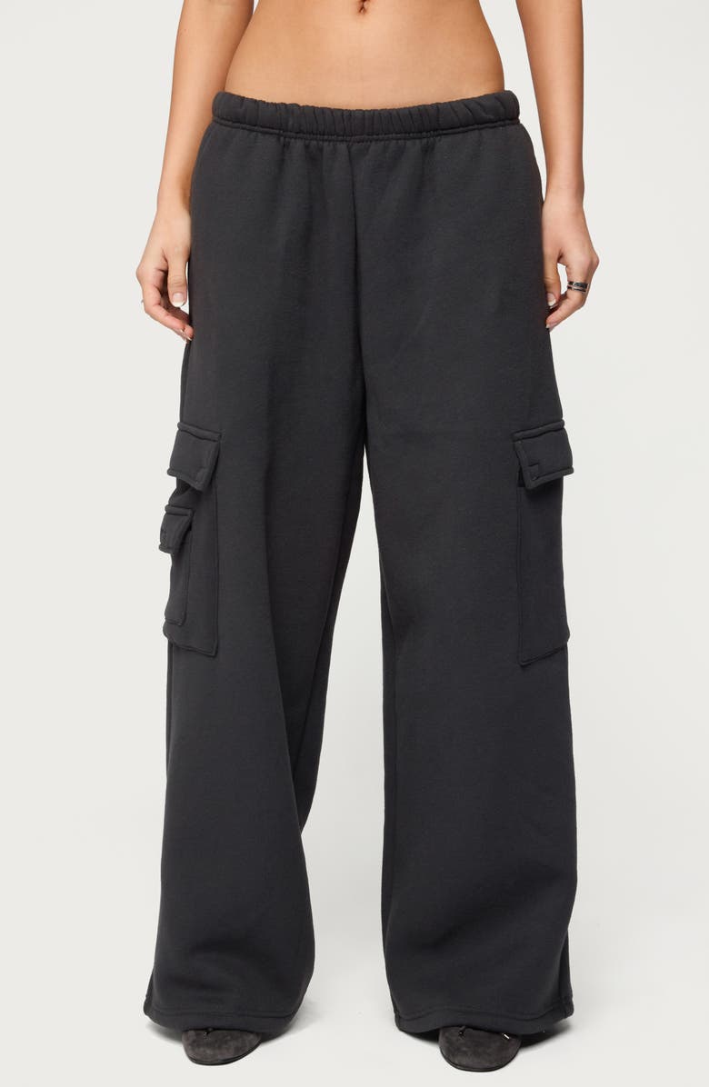 EDIKTED Wide Leg Cargo Sweatpants, Main, color,
