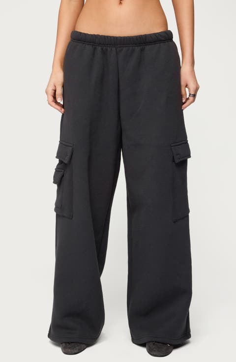 Wide Leg Cargo Sweatpants (Petite)