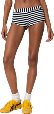 EDIKTED Stripey Rib Micro Shorts