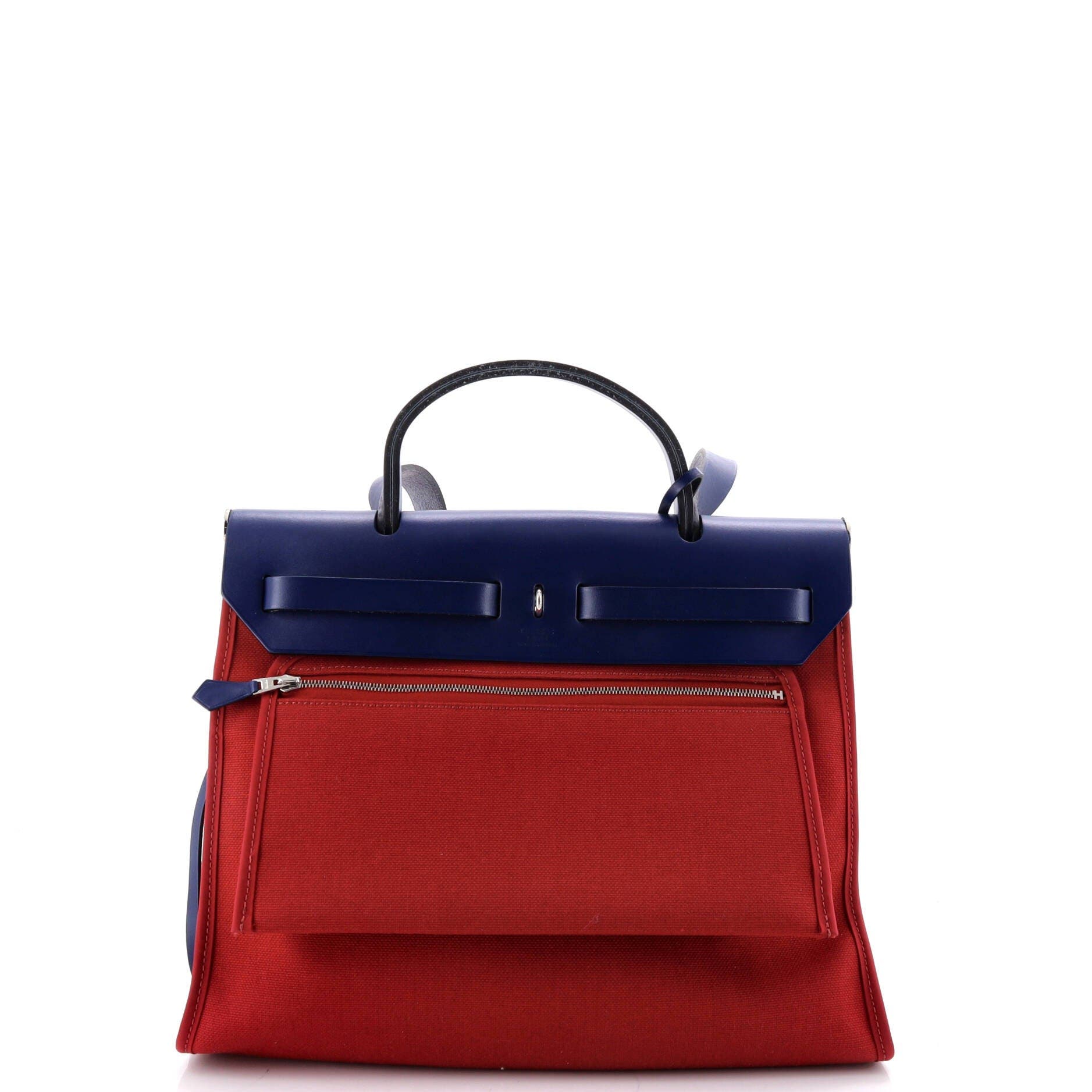 Pre-Owned Hermes Herbag Zip Leather and Toile 31, Alternate, color, Rouge Grenat