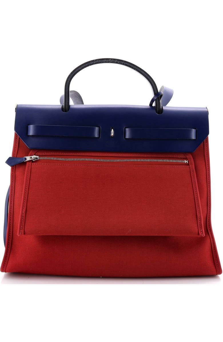 Pre-Owned Hermes Herbag Zip Leather and Toile 31, Alternate, color, Rouge Grenat