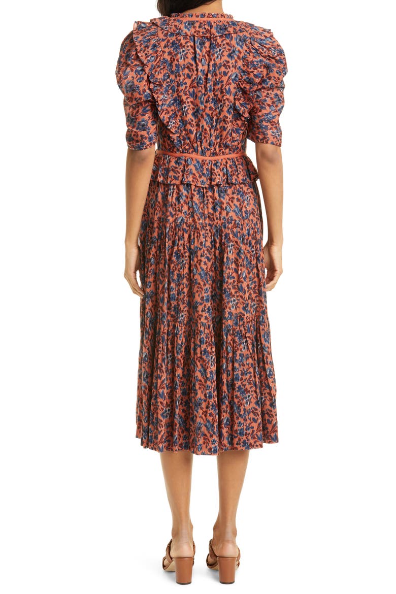 Lisette Floral Cotton Midi Dress, Alternate, color, ROSEWOOD