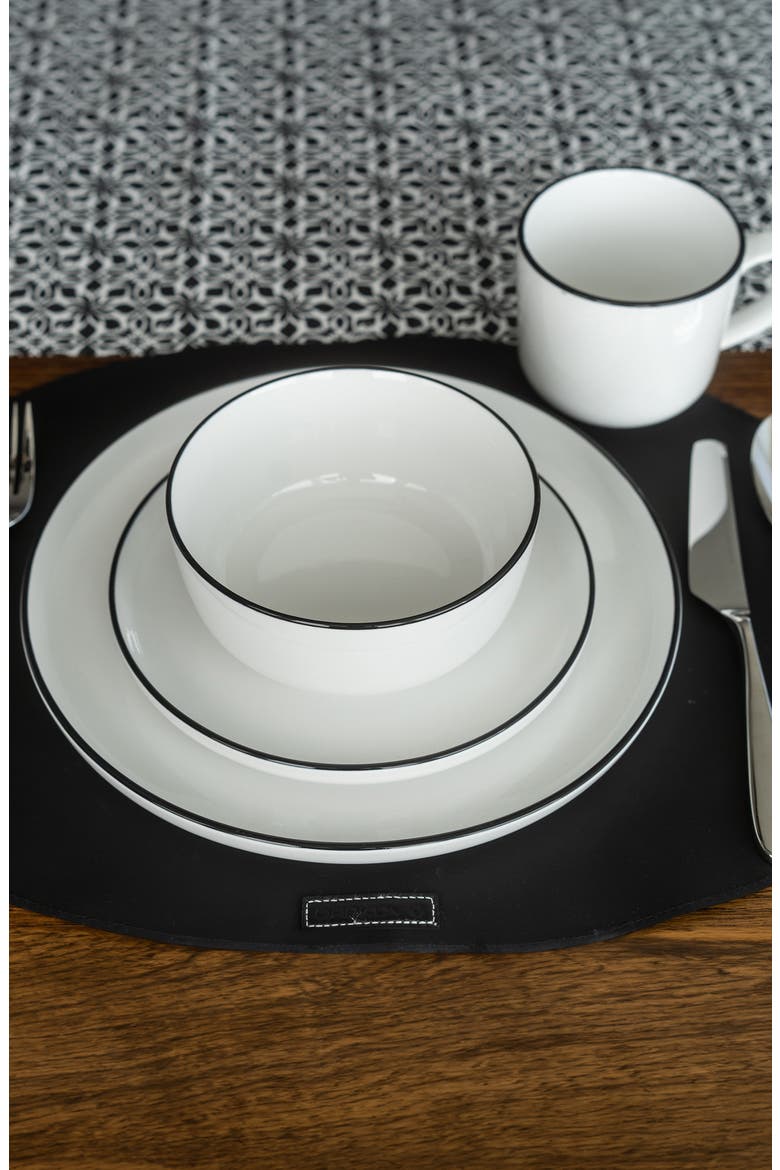Set of 4 Silhouette Porcelain Soup/Cereal Bowls, Alternate, color, WHITE W/BLACK
