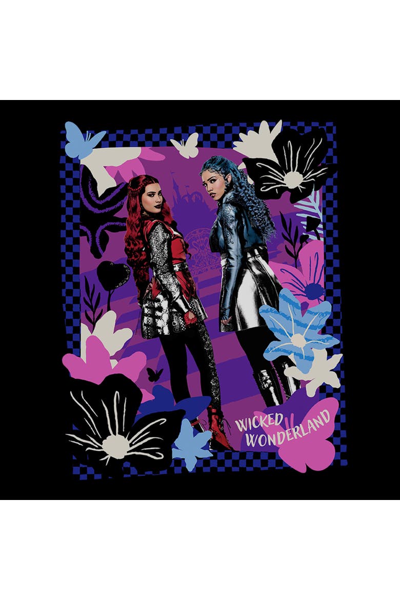 Boy's Descendants Wicked Wonderland Floral Chloe and Red Portrait  Graphic T-Shirt, Alternate, color, Black