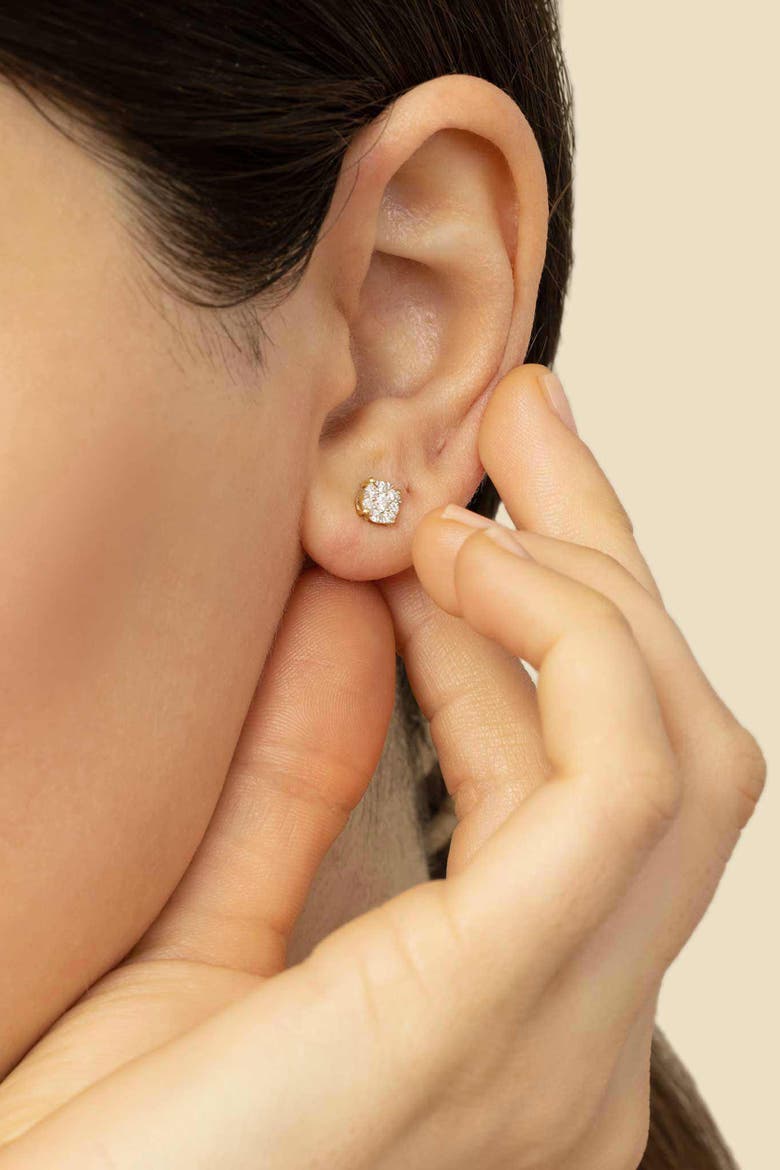 14K Gold Blossom Diamond Studs, Alternate, color, Yellow Gold - Diamonds