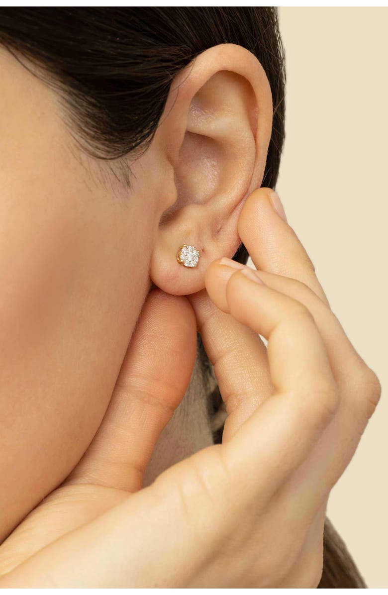 Oradina 14K Gold Blossom Diamond Studs, Alternate, color, White Gold - Diamonds