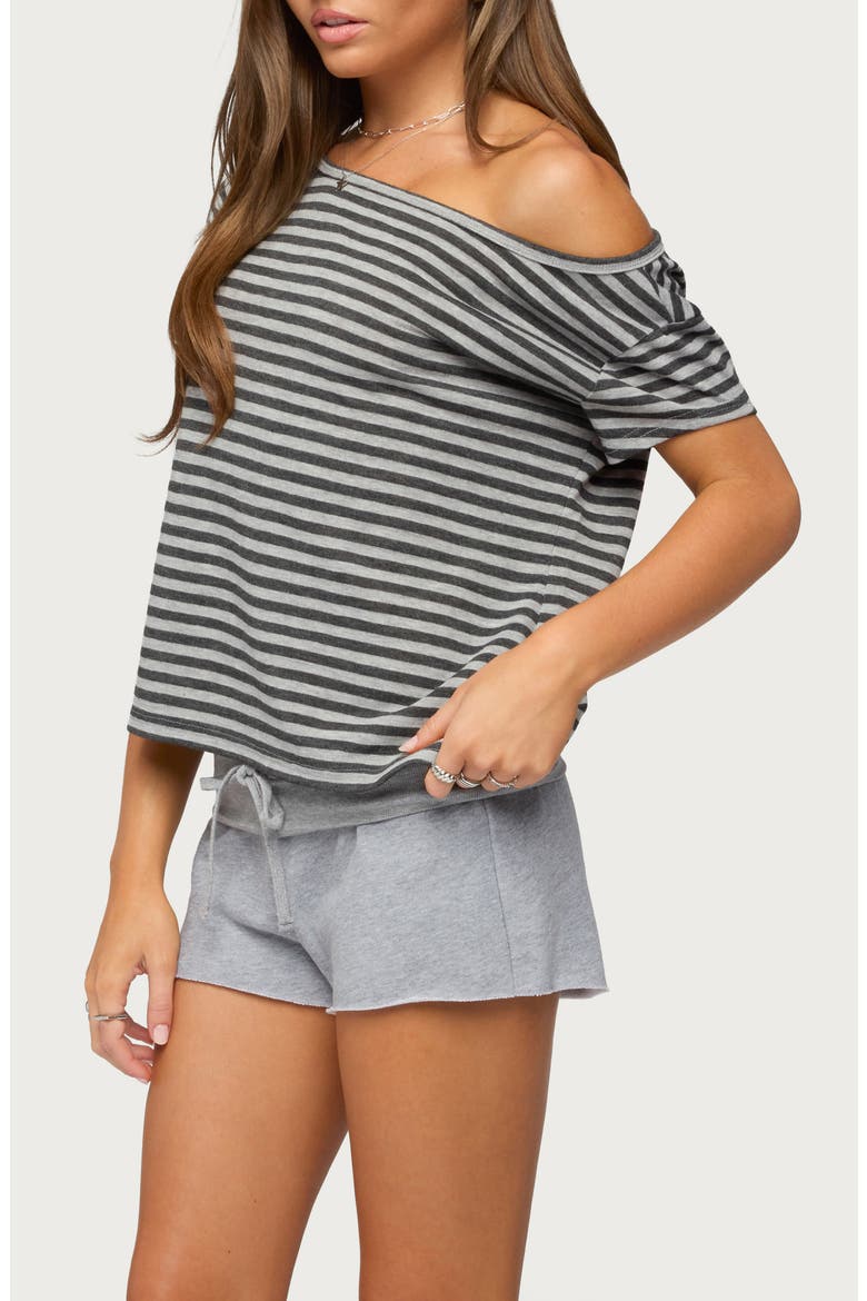 Chanelle Stripe One-Shoulder Top, Alternate, color, GRAY-MELANGE