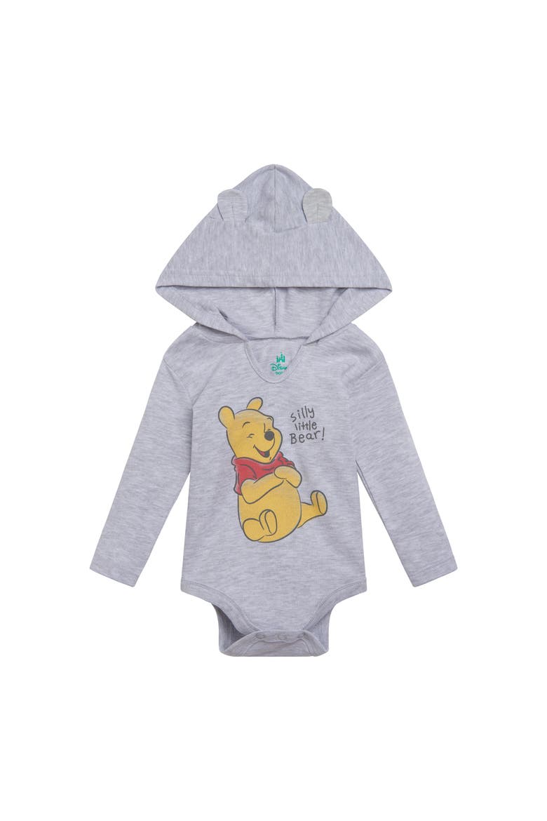 Winnie the Pooh 3-Pack Long Sleeve Bodysuits, Alternate, color, Pooh Grey Tan