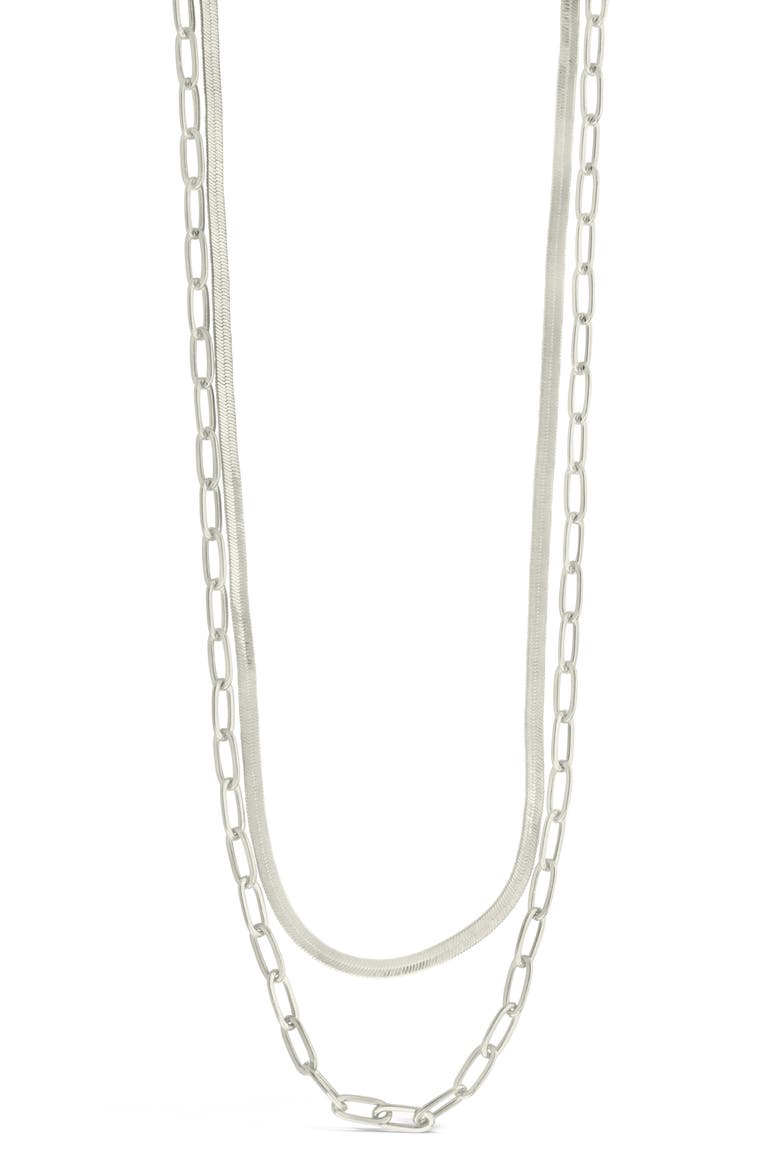 Brinley Layered Chain Necklace, Main, color, SILVER