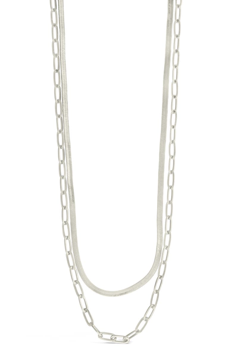 Sterling Forever Brinley Layered Chain Necklace, Main, color, Silver