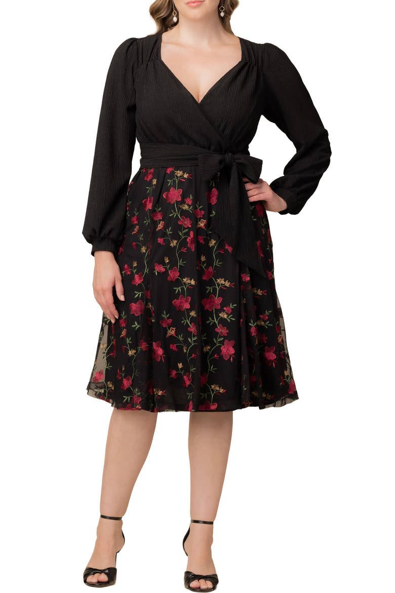 Chelsea Embroidered Long Sleeve Cocktail Dress, Main, color, FLORAL FLARE