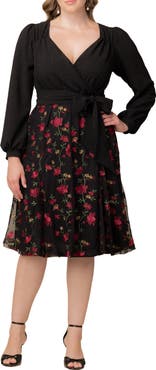 Kiyonna Chelsea Embroidered Long Sleeve Cocktail Dress