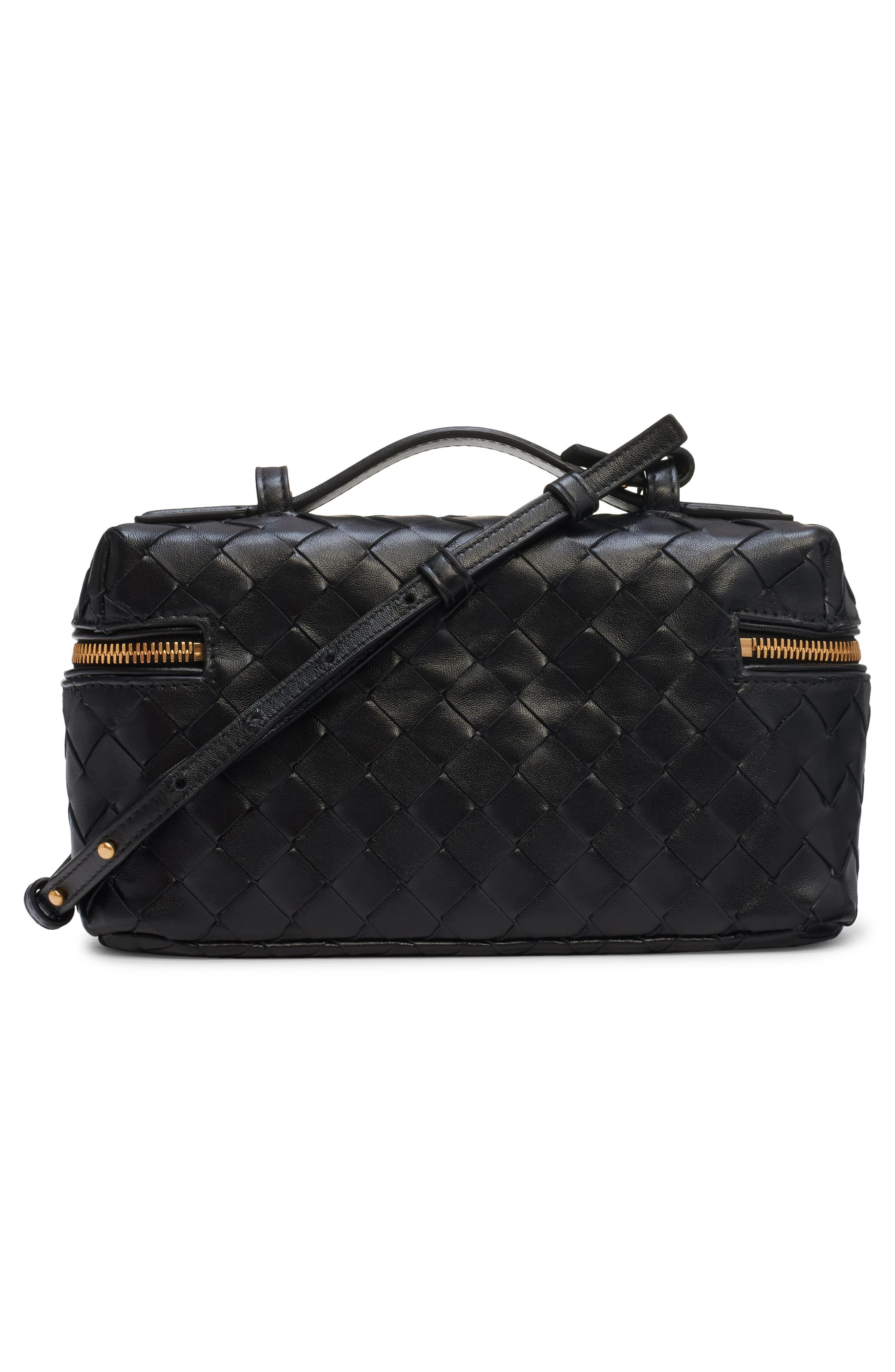 Bottega Veneta Intrecciato Leather Convertible Vanity Case, Alternate, color, 8425 Black-Gold