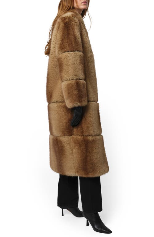 Apparis Sylke Pluche™ Faux Mink Longline Coat In Brown