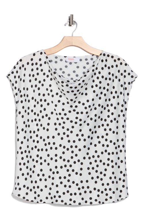 Renee C Cowl Neck Cap Sleeve Satin Top In White