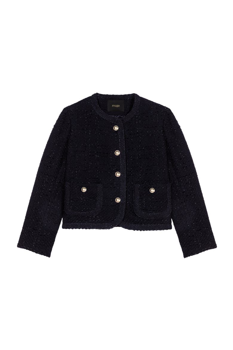 Short tweed jacket, Alternate, color, Black