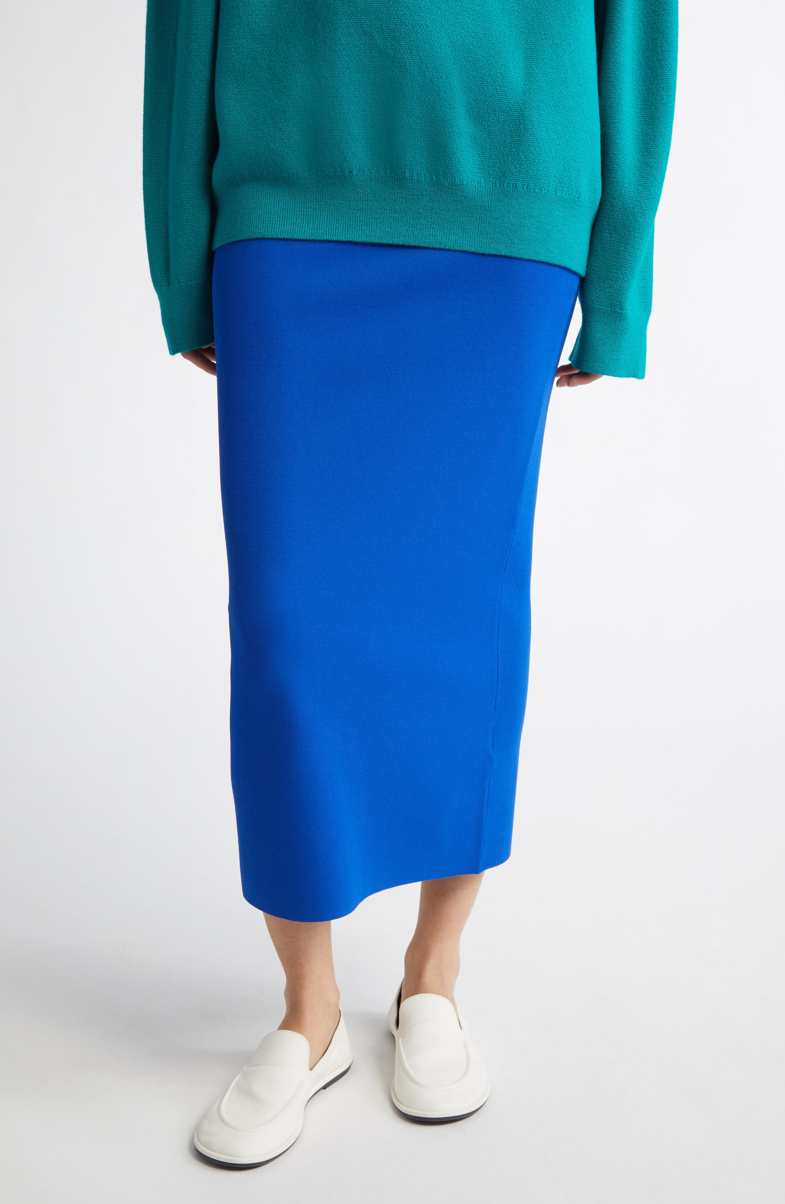 ZANKOV Alina Maxi Sweater Pencil Skirt in Cobalt 