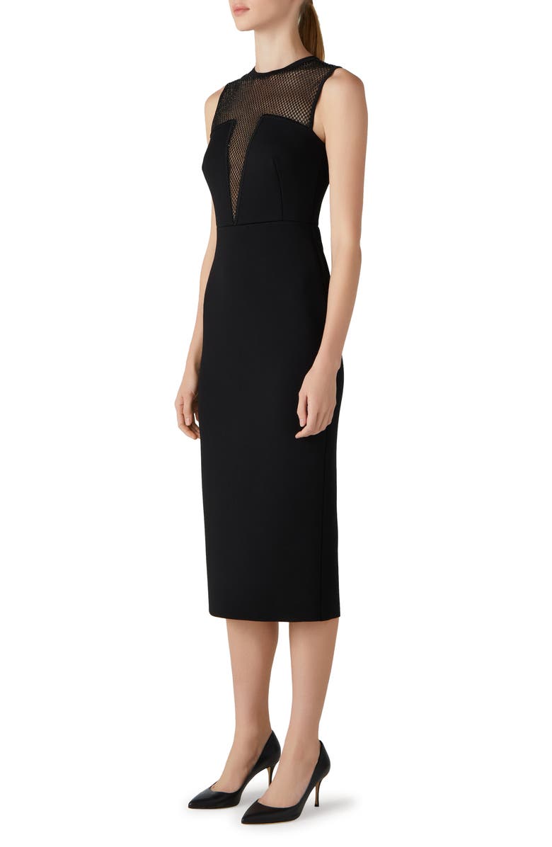 St. John Evening Shimmer Mesh & Milano Knit Midi Dress, Alternate, color,