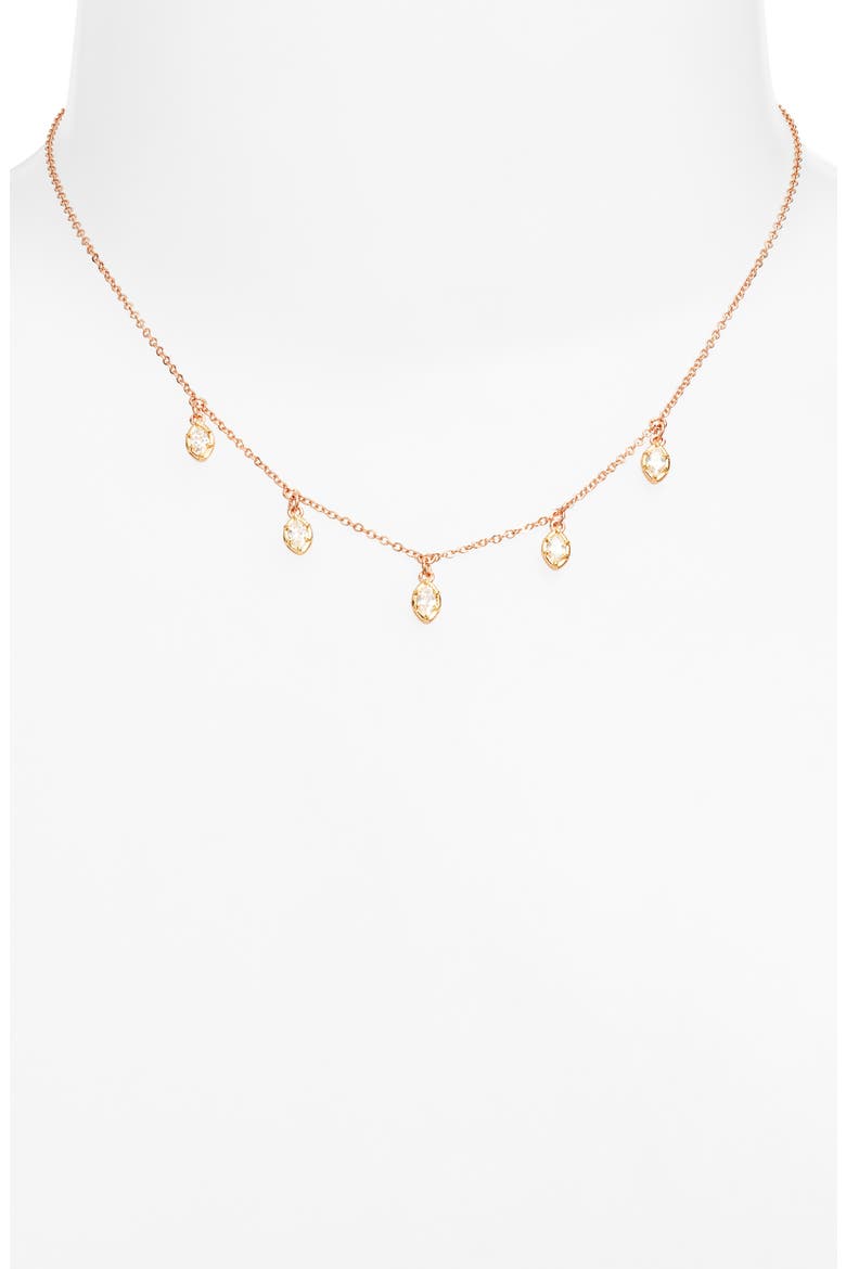 Georgian Cubic Zirconia Drops Frontal Necklace, Alternate, color, CLEAR- ROSE GOLD- GOLD