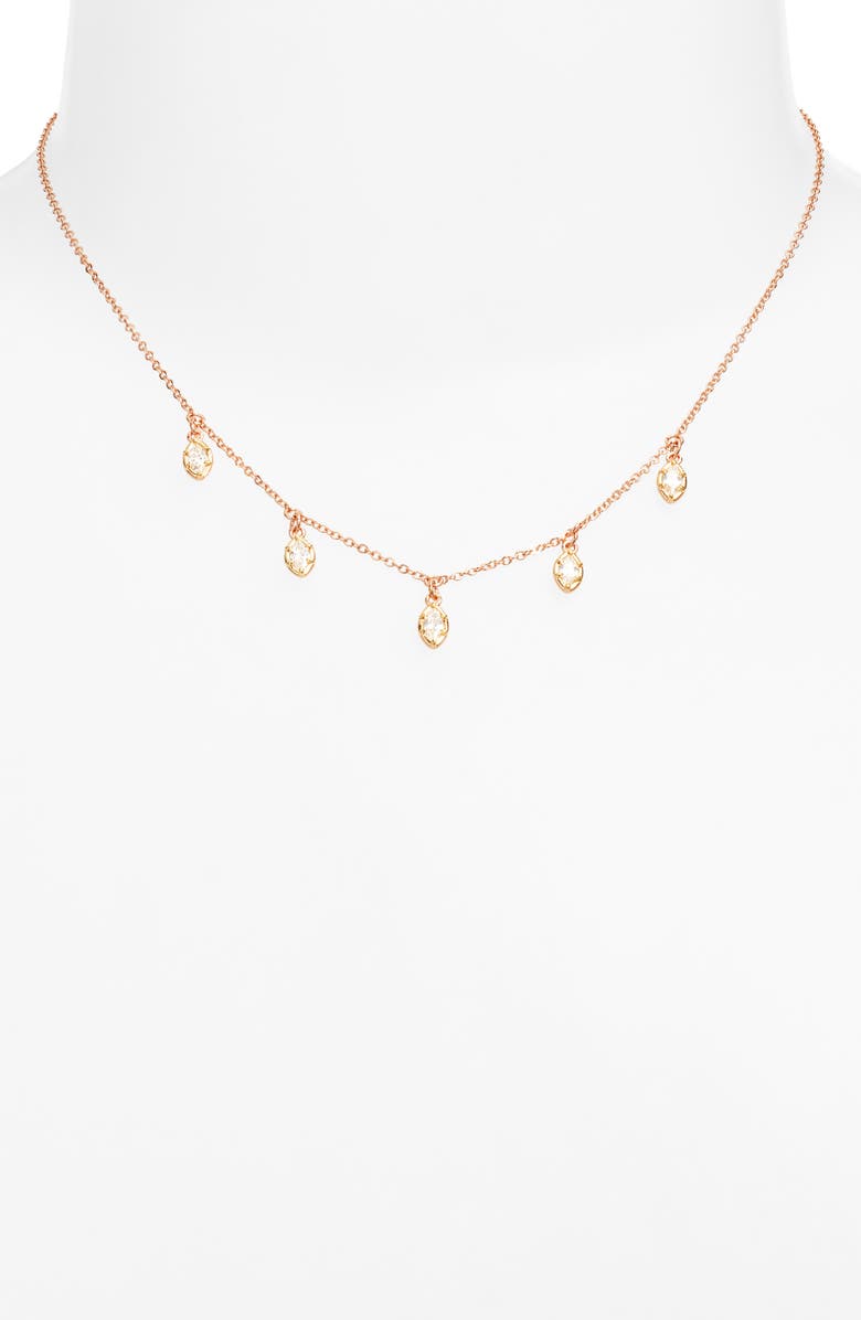 Nordstrom Georgian Cubic Zirconia Drops Frontal Necklace, Alternate, color, Clear- Rose Gold- Gold