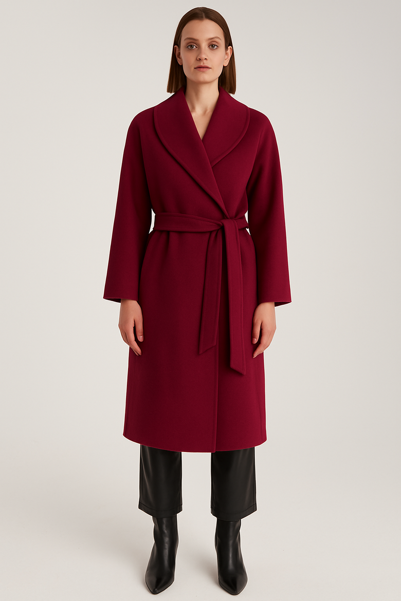 Cashmere Hooded Long Coat, Main, color, Bordeaux