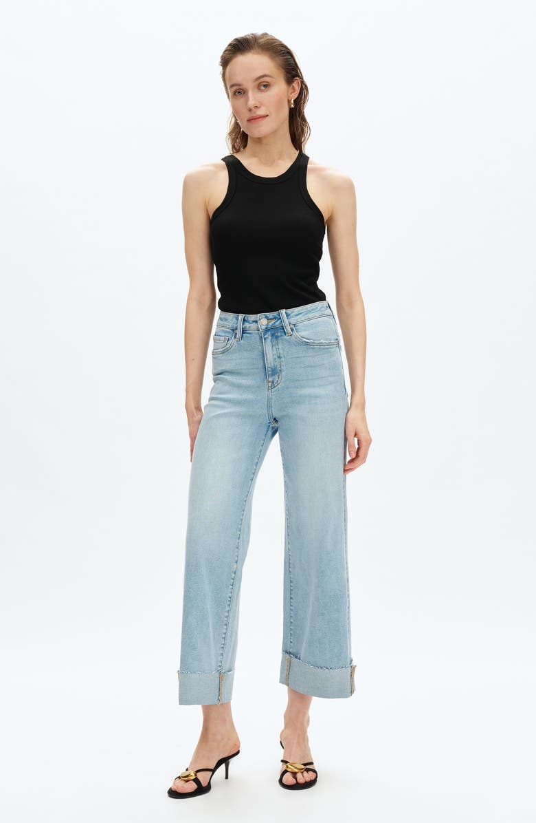 Bayeas Zephyrine High Waist Cuff Wide Leg Jeans, Alternate, color, Baby Blue