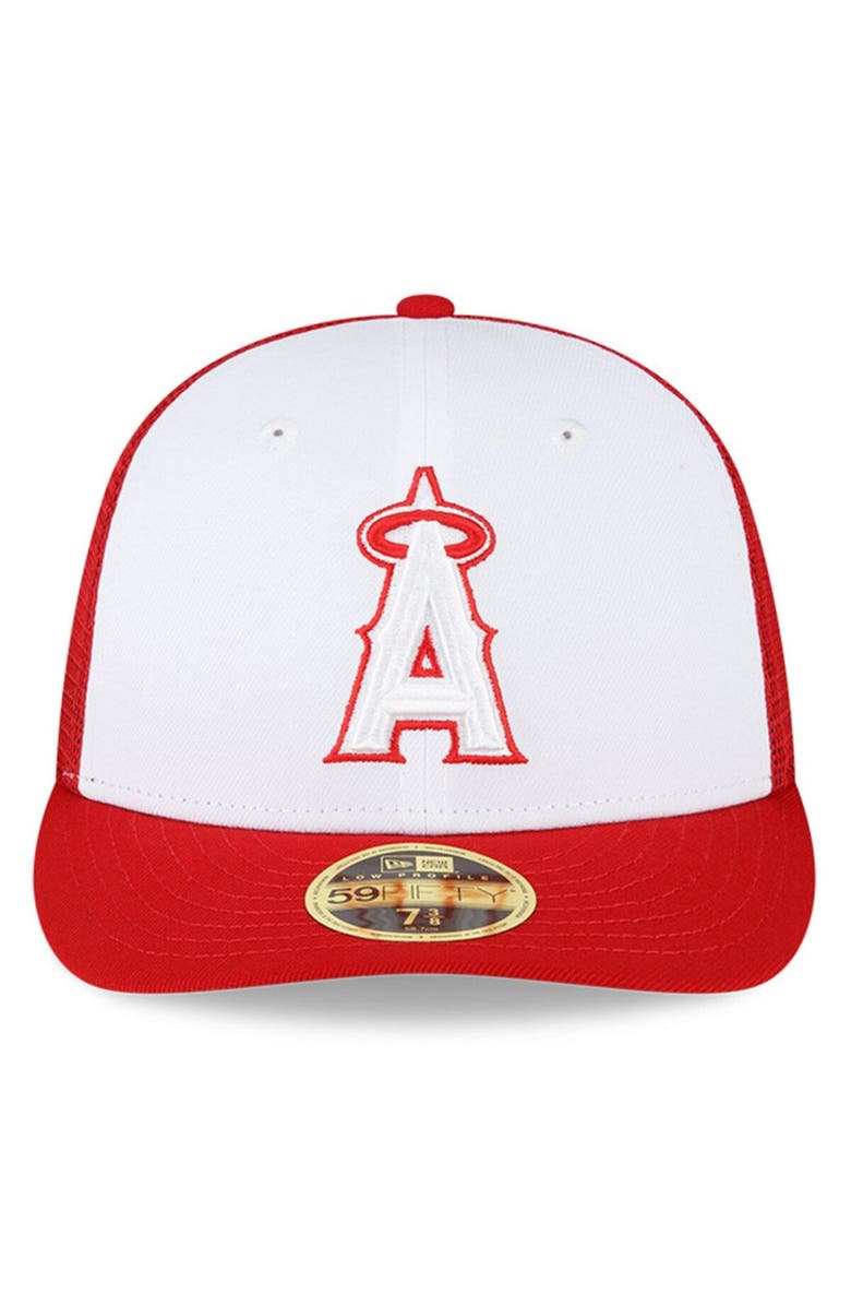 New Era Men's New Era  White/Red Los Angeles Angels 2023 On-Field Batting Practice Low Profile 59FIFTY Fitted Hat, Alternate, color, 