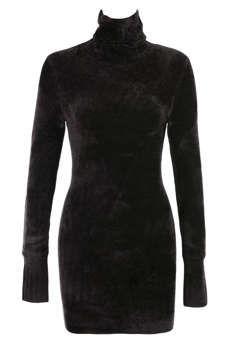 Taya Long Sleeve Chenille Minidress, Alternate, color, CHARCOAL