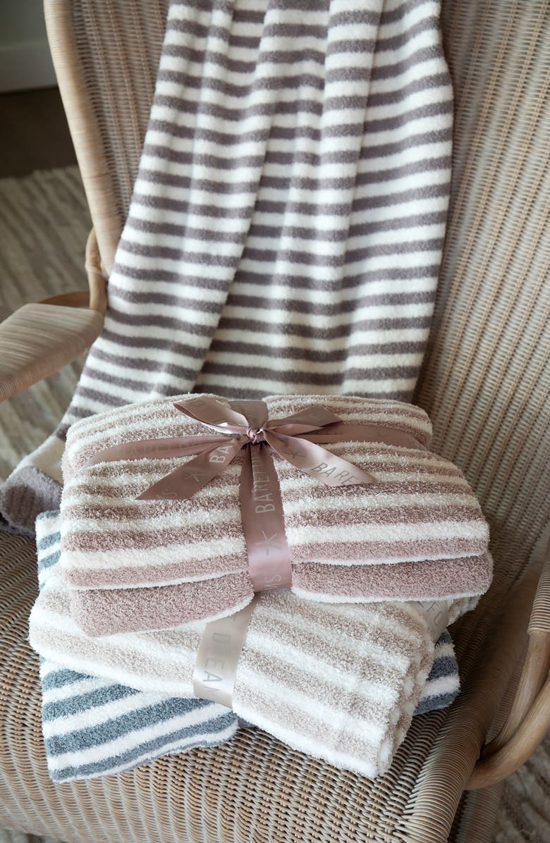 Barefoot Dreams<sup>®</sup> CozyChic<sup>™</sup> Stripe Throw Blanket, Alternate, color, Moonbeam-Pearl