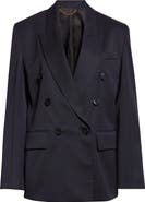 Victoria Beckham Tailored Double Breasted Check Wool Blend Jacket