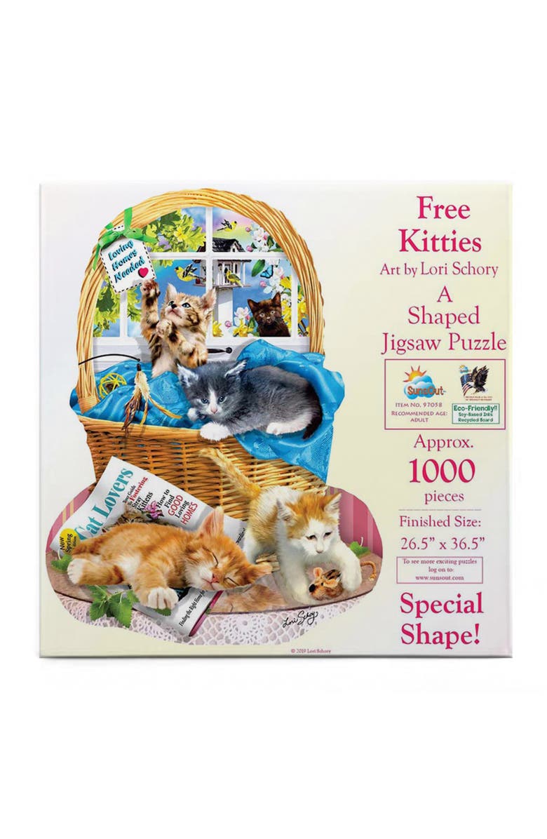 Sunsout Free Kitties 1000 piece Jigsaw Puzzle for Adults Special Shape, Alternate, color, Multicolor