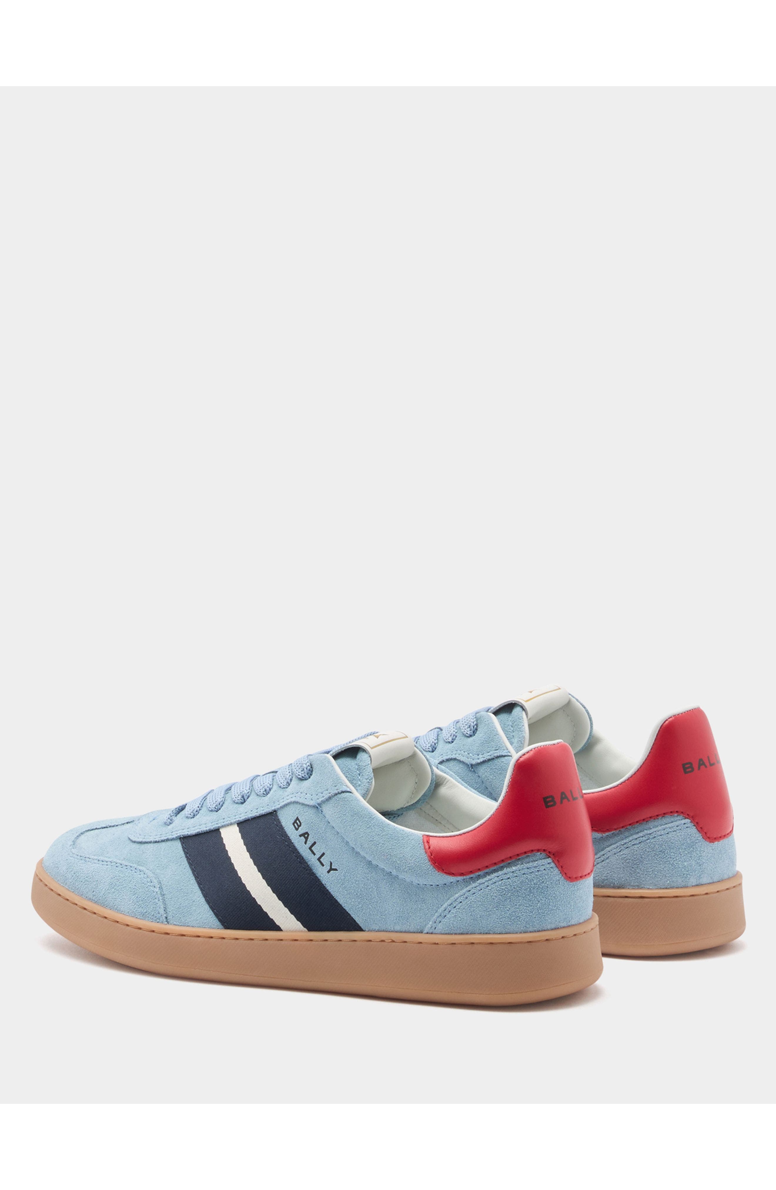 Bally Calf Suede Retro Crest Sneaker, Alternate, color, Blue