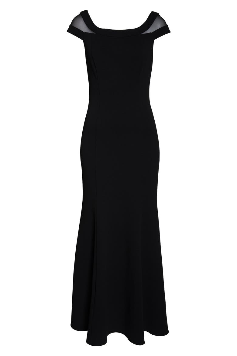 Boat Neck Evening Gown, Alternate, color, BLACK