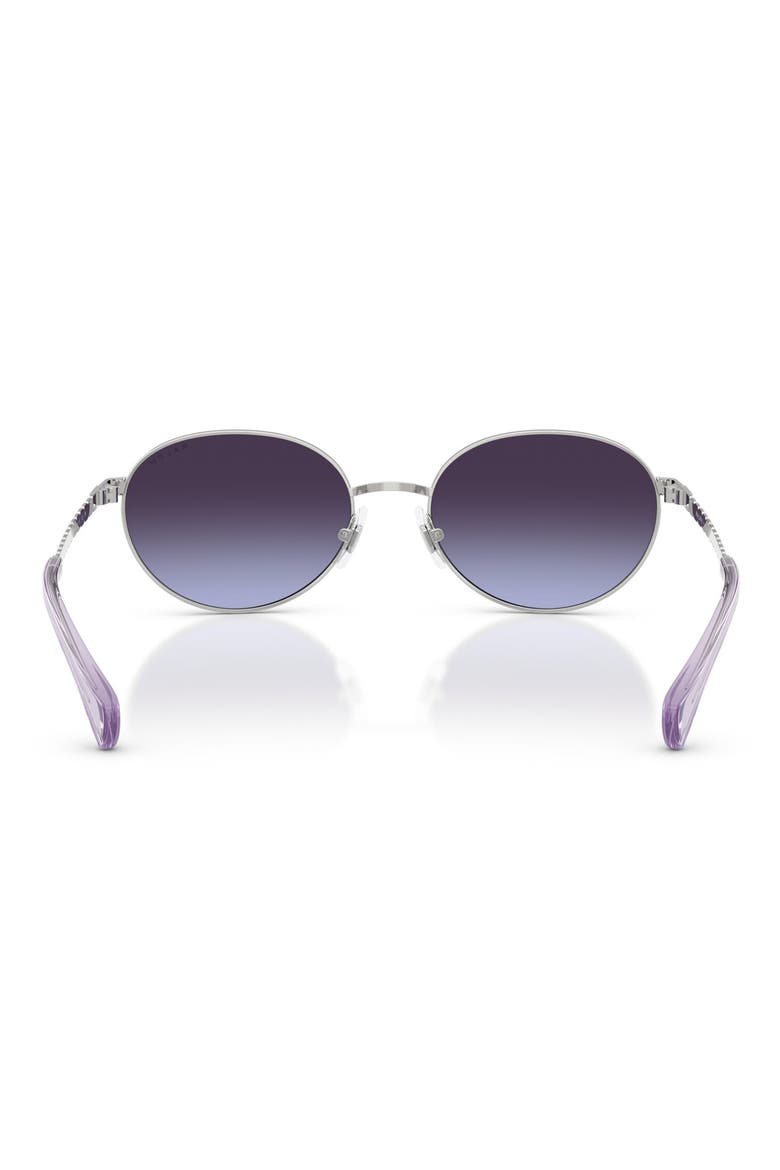 55mm Oval Sunglasses, Alternate, color, SHINY SILVER / GRADIENT BLU