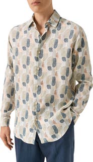 Eton Regular Fit Geometric Linen Dress Shirt