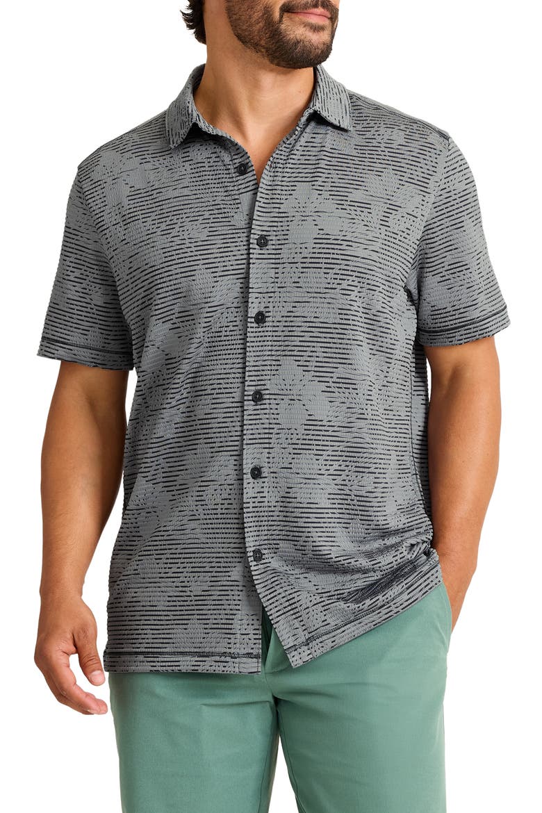 Costa Wave Twilight Canopy Seersucker Stripe IslandZone® Short Sleeve Button-Up Shirt, Main, color, NIGHT CAP