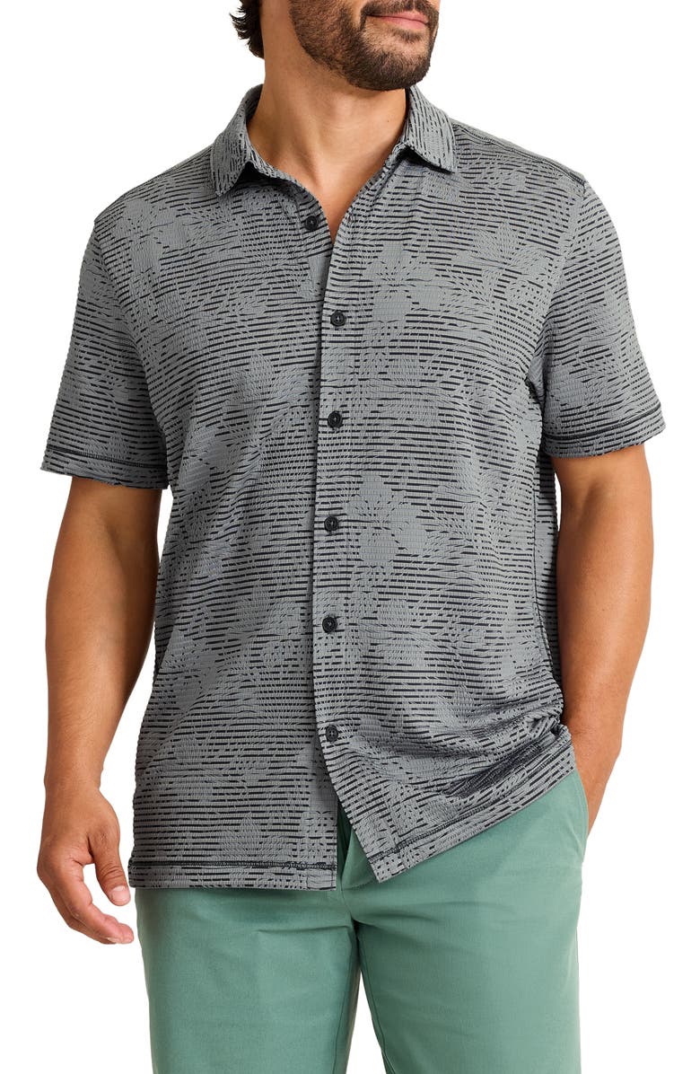 Tommy Bahama Costa Wave Twilight Canopy Seersucker Stripe IslandZone<sup>®</sup> Short Sleeve Button-Up Shirt, Main, color, Night Cap