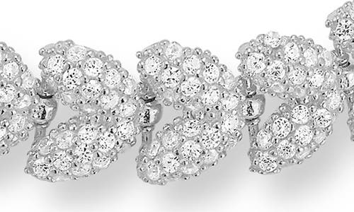 Chloe & Madison Chloe And Madison Sterling Silver Pavé Cubic Zirconia Leaves Bracelet In Silver