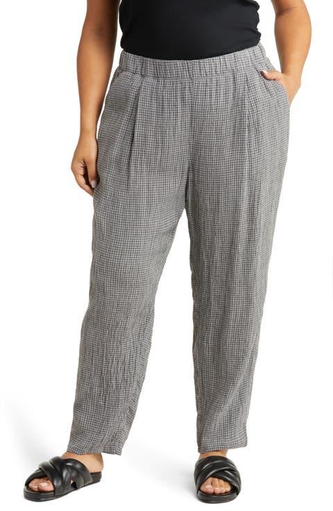 Tapered Organic Linen Ankle Pants (Plus Size)