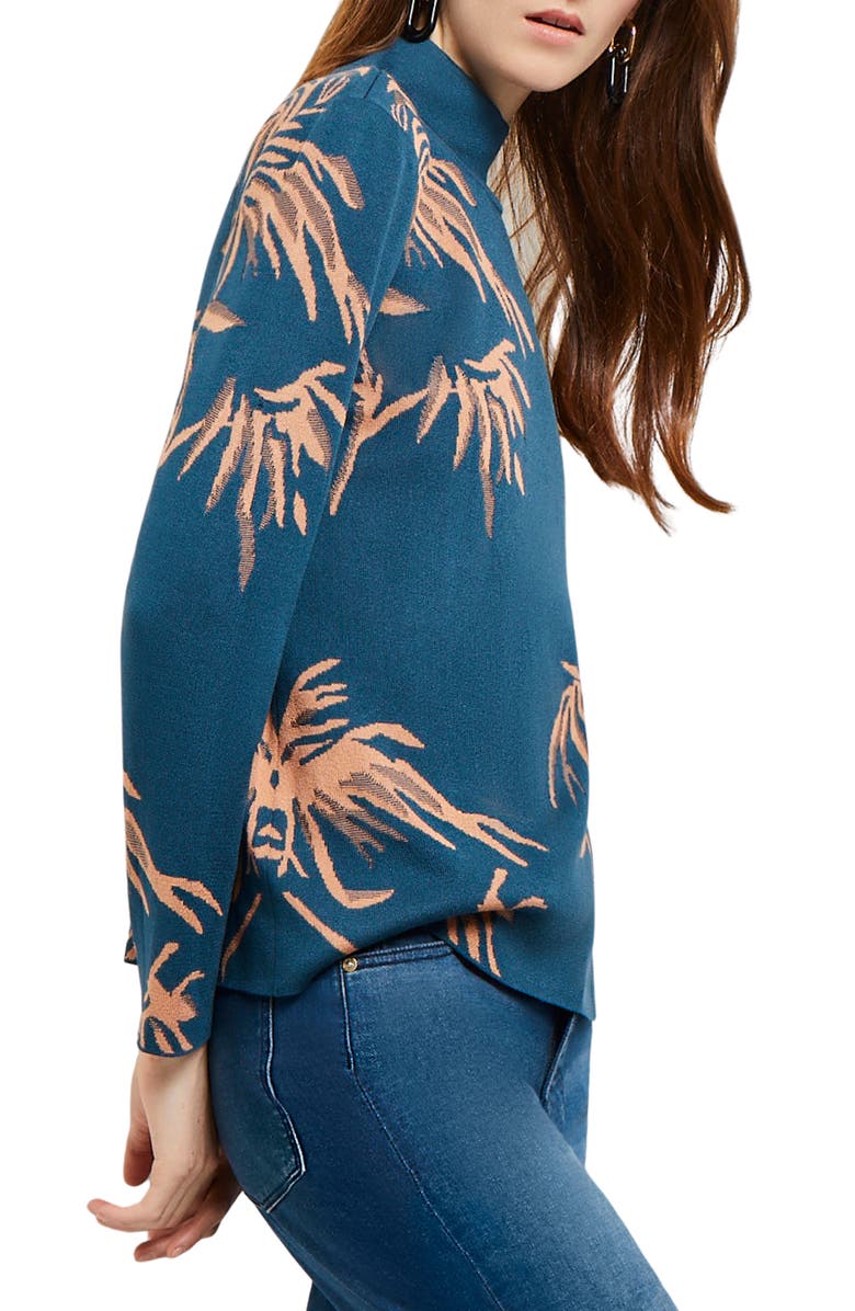 Misook Botanical Mock Neck Sweater, Alternate, color, 